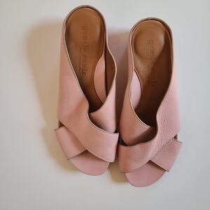 Gentle Souls Pink Leather X Band Wedge Sandals